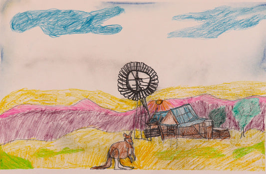 433-26 Kimberley Station Homestead and Windmill. 38 x 55cm Pencil/Pen on Archival Paper