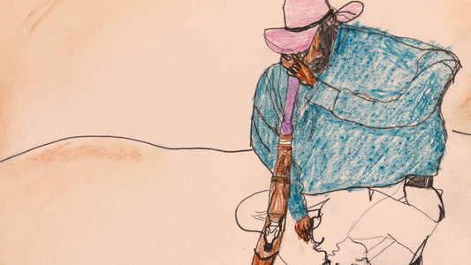 432-26  Culture Man play the Didgeridoo. 28 x 38cm Pencil/Pen on Archival Paper