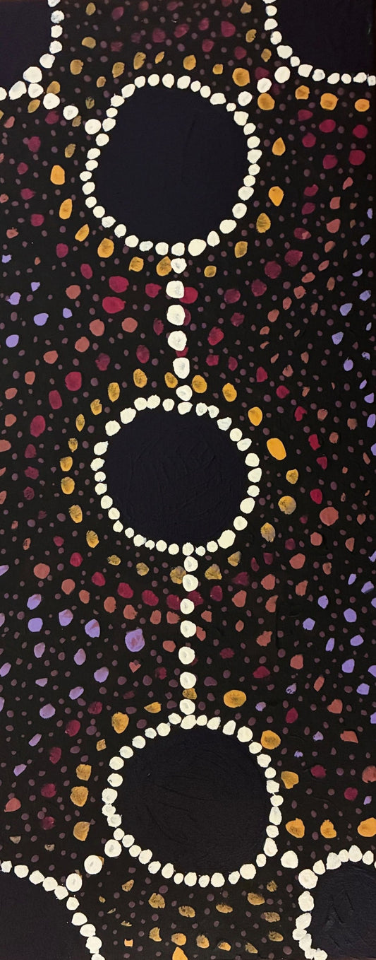 315-25 Marks and Patterns of Ceremony and Story Telling. 70 x 30cm. Acrylic on Canvas