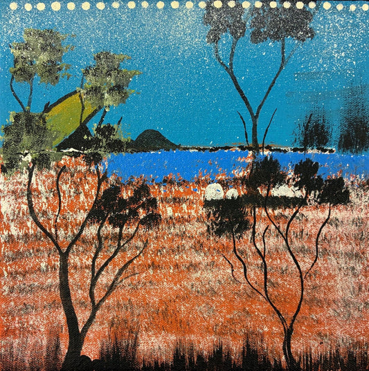 166-26 Louisa Downs Station - My country is always with me. 20x20cm acrylic on canvas