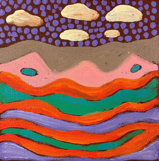 167-26 Sturt Creek  in the Evening of a Full Moon. 20x20cm acrylic on canvas