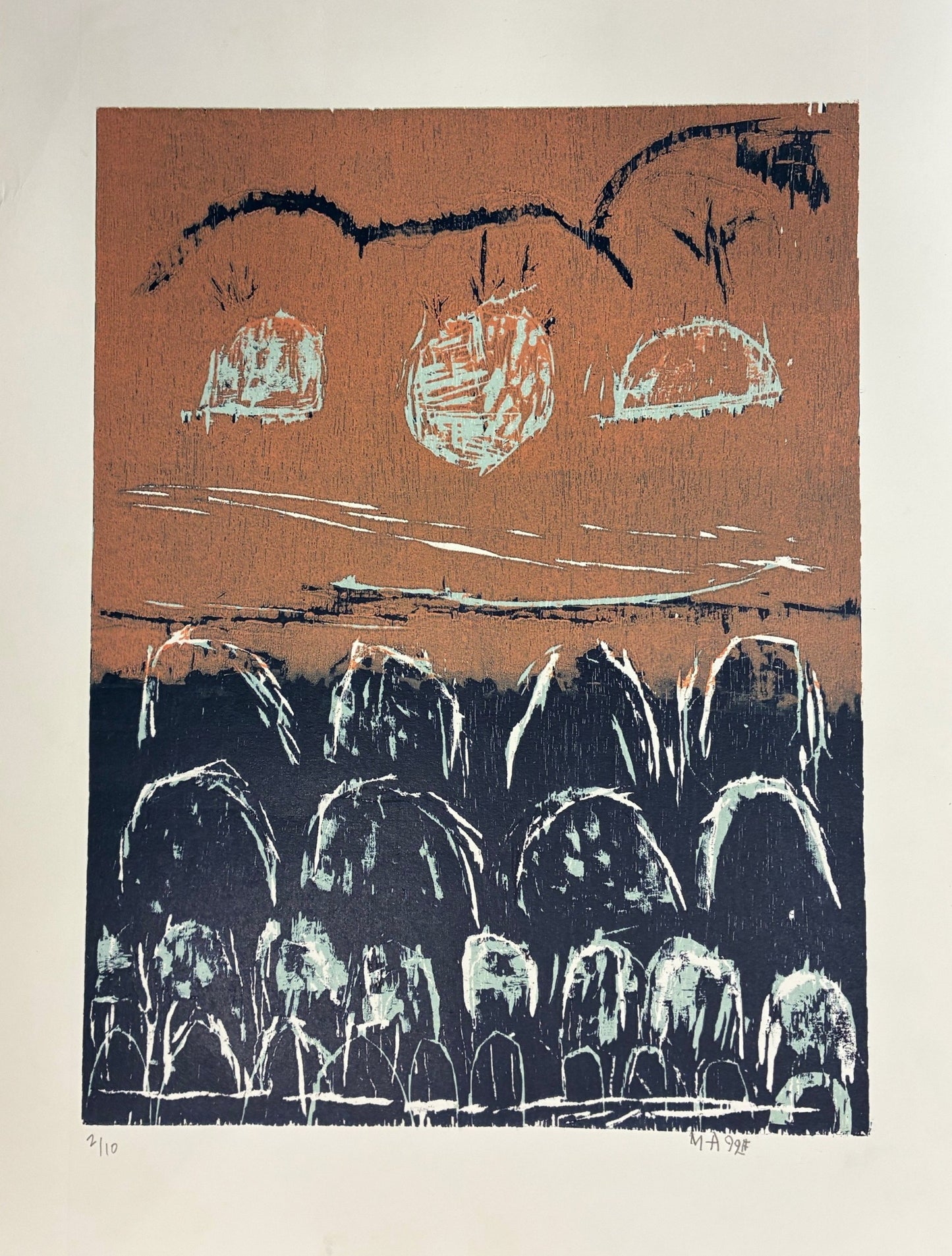 41-26 Desert Sand Dunes. Woodblock Print, 50x38cm