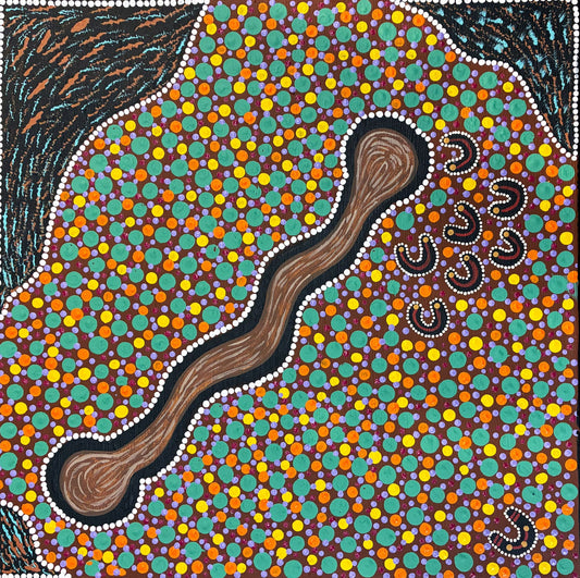 9-26 Nakarra Nakarra (Seven Sisters Dreaming). 50 x 50 Acrylic on Canvas