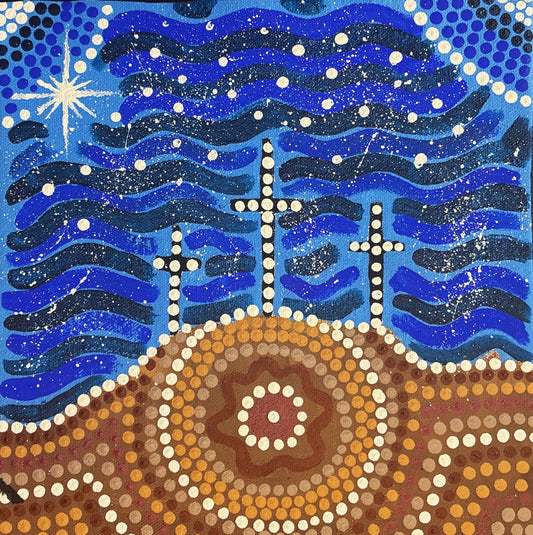 31-26 Living Water - Two Cultures. 20 x 20 Acrylic on Canvas