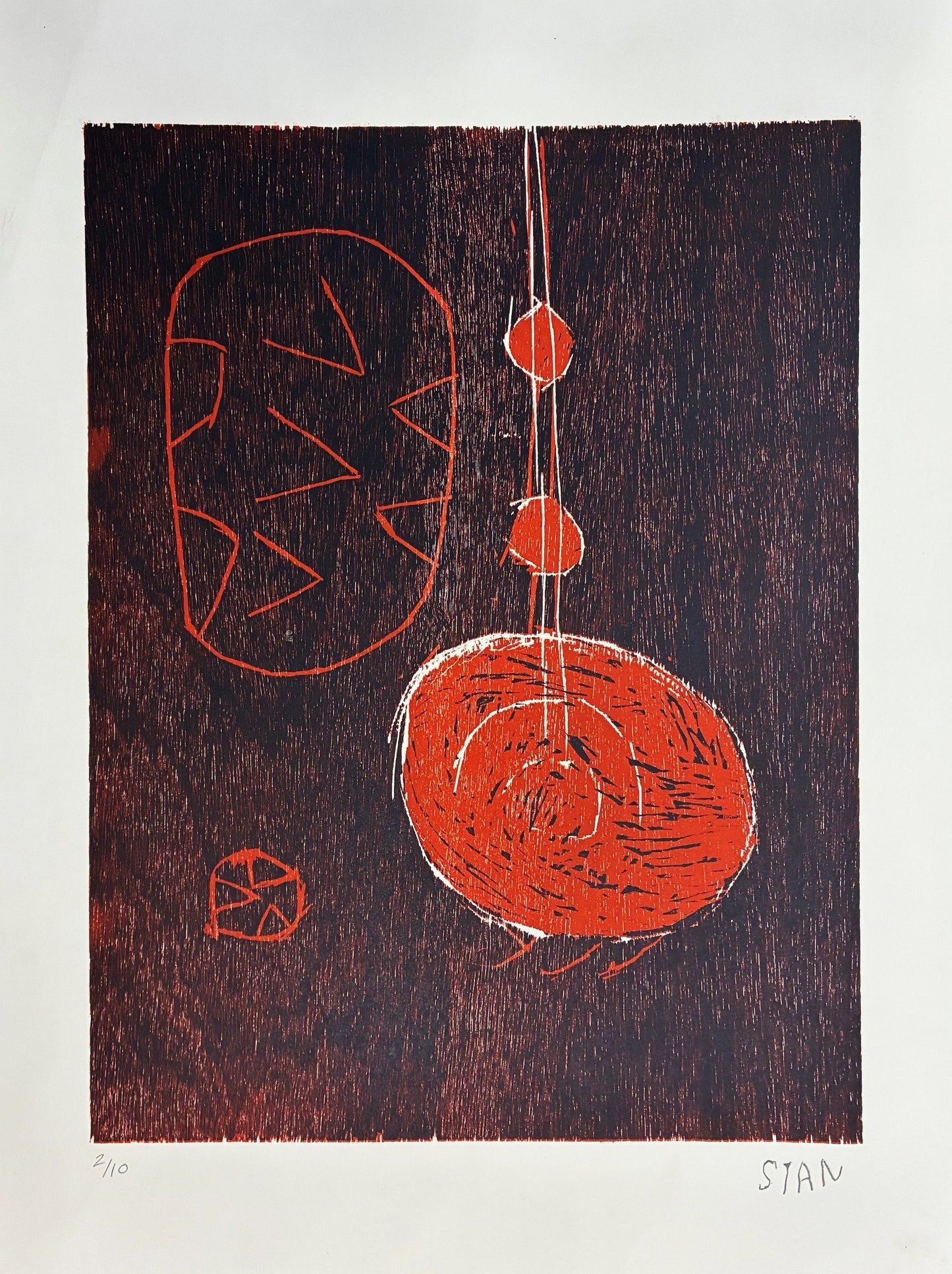 196-12 Wolfe Creek Crater. Woodblock Print, 52x38cm